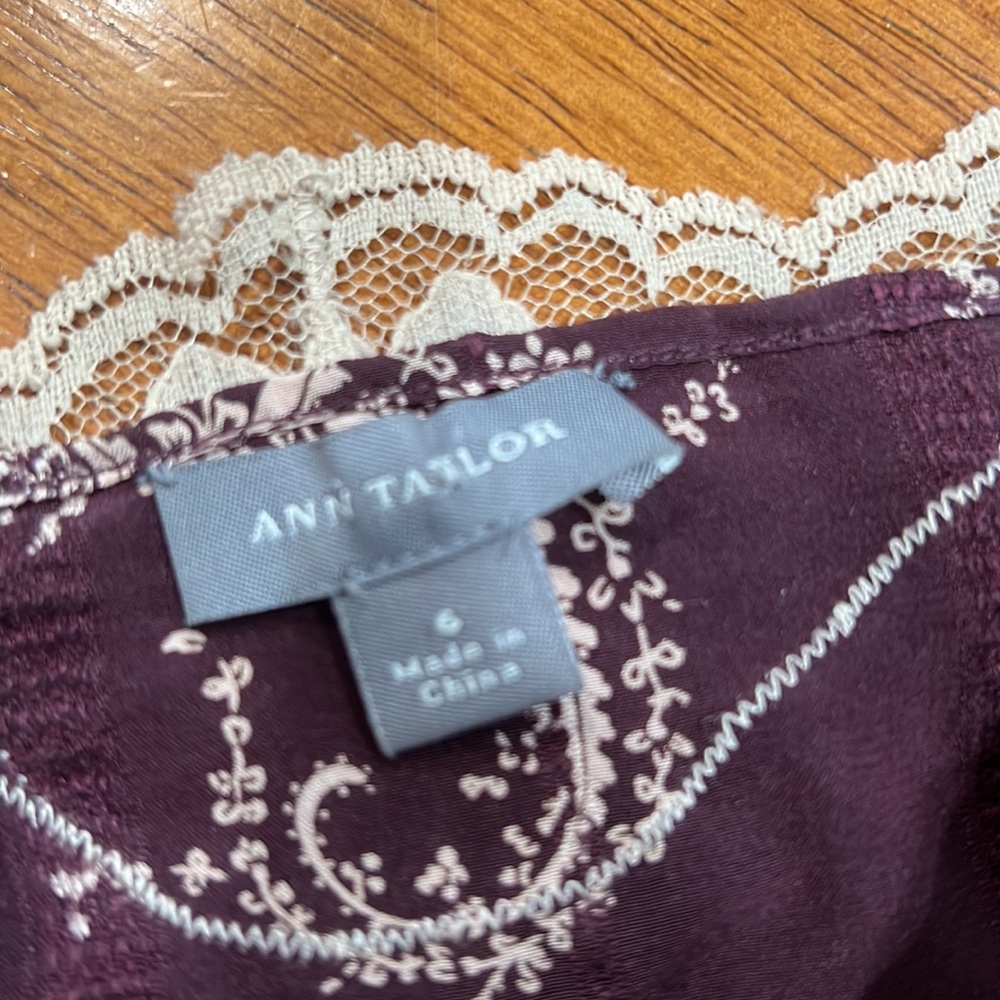 Ann Taylor burgundy silk camisole - Picture 2 of 4